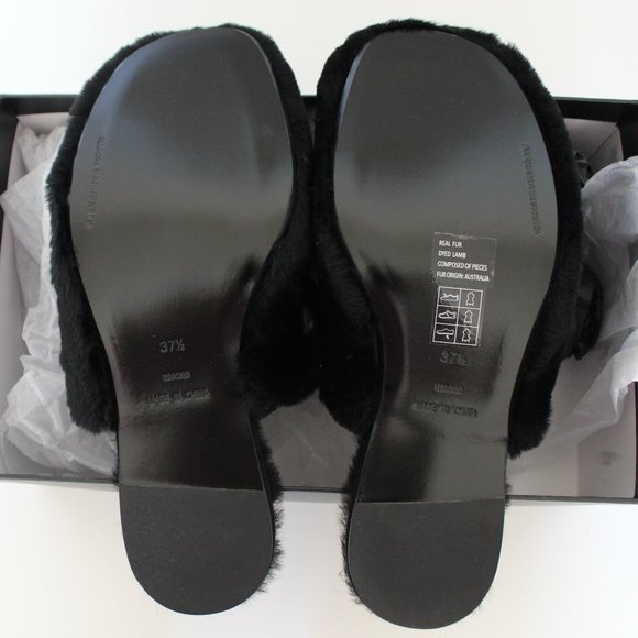 NEW Alexander Wang Amelia Stud Slipper | Fur Mules Worn by Gigi Hadid - Picture 13 of 13